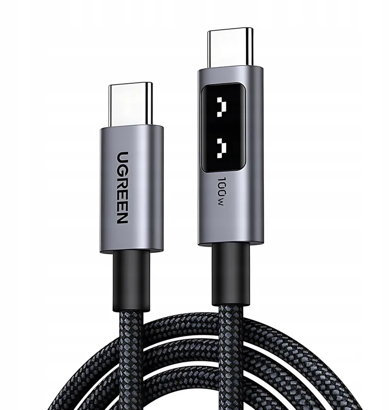 USB-C naar USB-C Kabel 100W PD Snelladen 0.5m LED Display by UGREEN in Black – product photo