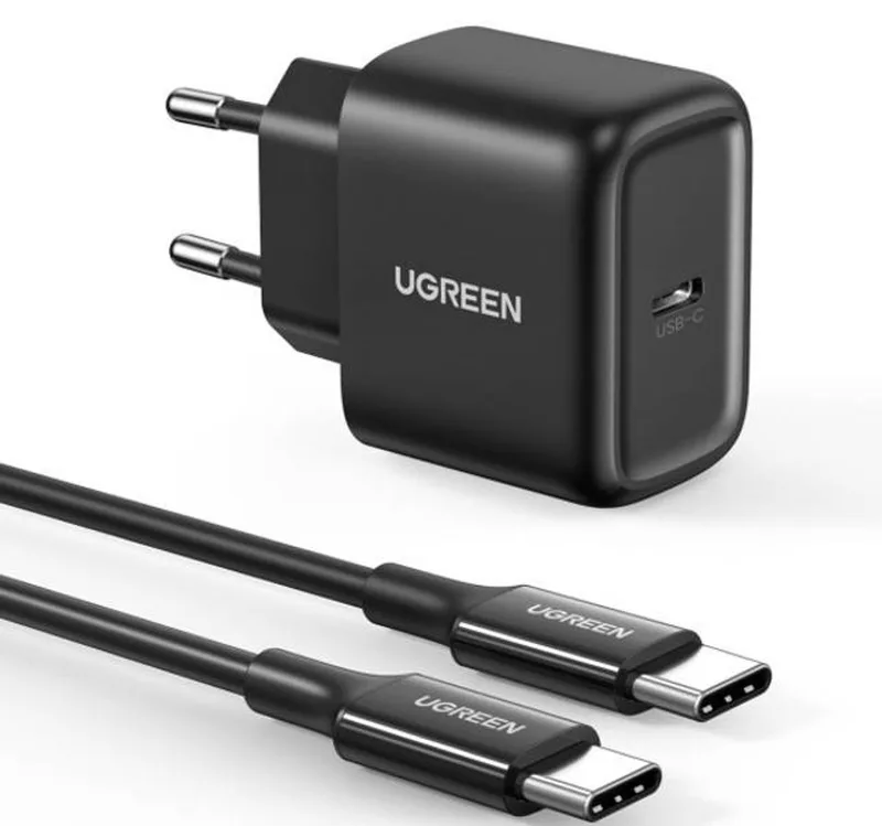 USB - Type C 25W Power Delivery oplader + USB Type C kabel 2m - (50581) by UGREEN in Black – product photo
