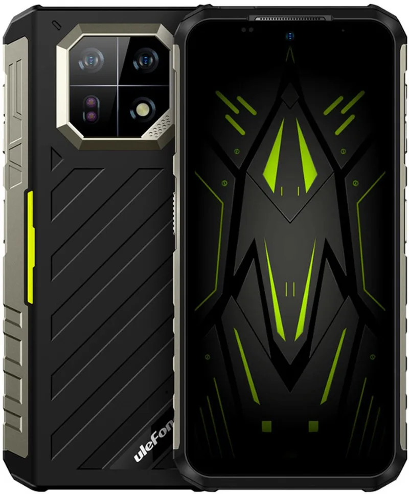 Rugged Smartphone Ulefone Armor 22 4G G96 8GB 256GB 6600-33W A13, Night, Slim, Black w Green van Ulefone in Zwart – productfoto