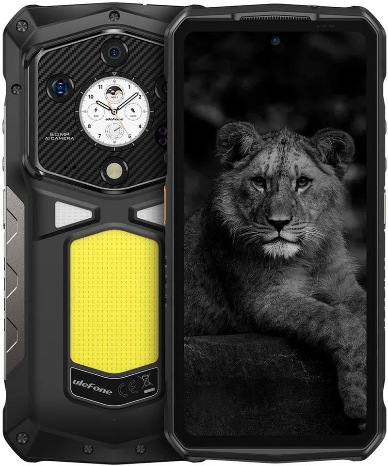 Rugged Smartphone Ulefone Armor 29 Pro 5G D-7400 16GB 512GB 21200-120W A15, Night, Light, Watch Display by Ulefone in Black – product photo
