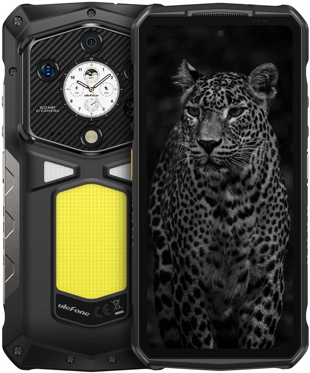 Rugged Smartphone Ulefone Armor 29 Ultra 5G D-9300+ 16GB 1TB 21200-120W A15, Night, Watch Display, Black van Ulefone – productfoto