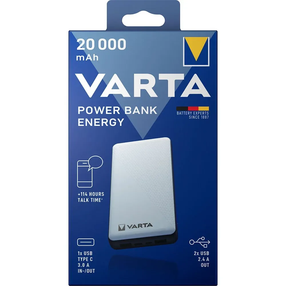 Energy 20.000mah 2xusb A/1xusb C Powerbank von Varta – Produktfoto