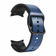 2 in 1 siliconen/ leren bandje - Blauw - Samsung Galaxy Watch 5 (Pro) - 40mm / 44mm / 45mm van Watchbandjes-shop – productfoto