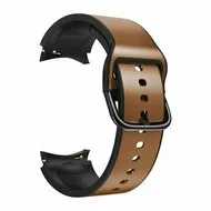 2 in 1 siliconen/ leren bandje - Bruin - Samsung Galaxy Watch 6 Classic - 47mm & 43mm van Watchbandjes-shop – productfoto