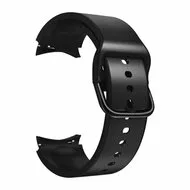 2 in 1 siliconen/ leren bandje - Zwart - Samsung Galaxy Watch 4 - 40mm & 44mm van Watchbandjes-shop – productfoto