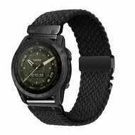 Braided nylon band met parachute sluiting - Zwart - Garmin Instinct E - 40mm by Watchbandjes-shop – product photo