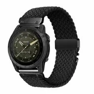 Braided nylon band met parachute sluiting - Zwart - Garmin Quatix 8 - 47mm van Watchbandjes-shop – productfoto