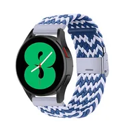 Braided nylon bandje - Blauw / wit - Samsung Galaxy Watch 4 - 40mm / 44mm van Watchbandjes-shop – productfoto