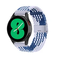Braided nylon bandje - Blauw / wit - Samsung Galaxy Watch Active 2 by Watchbandjes-shop – product photo