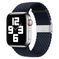 Braided nylon bandje - Donkerblauw - Geschikt voor Apple Watch 38mm / 40mm / 41mm / 42mm van Watchbandjes-shop – productfoto
