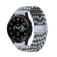 Braided nylon bandje - Groen / grijs - Samsung Galaxy Watch 4 Classic - 42mm / 46mm by Watchbandjes-shop – product photo