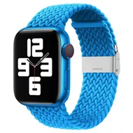 Braided nylon bandje - Lichtblauw - Geschikt voor Apple Watch 44mm / 45mm / 46mm / 49mm by Watchbandjes-shop – product photo