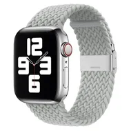 Braided nylon bandje - Lichtgrijs - Geschikt voor Apple Watch 38mm / 40mm / 41mm / 42mm van Watchbandjes-shop – productfoto