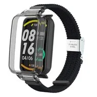 Braided nylon bandje met case - Zwart - Xiaomi Smart band 7 Pro van Watchbandjes-shop – productfoto