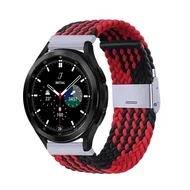 Braided nylon bandje - Rood / zwart - Samsung Galaxy Watch 4 Classic - 42mm / 46mm by Watchbandjes-shop – product photo
