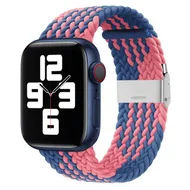 Braided nylon bandje - Roze / Blauw - Geschikt voor Apple Watch 38mm / 40mm / 41mm / 42mm by Watchbandjes-shop – product photo