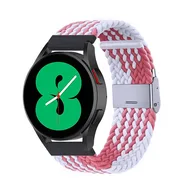 Braided nylon bandje - Wit / roze - Xiaomi Redmi Watch 5 Active / Redmi Watch 5 Lite by Watchbandjes-shop – product photo