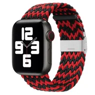 Braided nylon bandje - Zwart / Rood - Geschikt voor Apple Watch 38mm / 40mm / 41mm / 42mm by Watchbandjes-shop – product photo