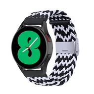 Braided nylon bandje - Zwart / wit - Huawei Watch 5 - 46mm by Watchbandjes-shop – product photo