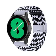 Braided nylon bandje - Zwart / wit - Samsung Galaxy Watch 4 - 40mm / 44mm by Watchbandjes-shop – product photo