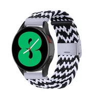 Braided nylon bandje - Zwart / wit - Samsung Galaxy Watch 6 Classic - 47mm & 43mm van Watchbandjes-shop – productfoto