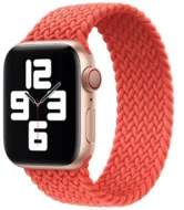 Braided Solo Loop nylon bandje - Maat: S - Zacht oranje - Geschikt voor Apple Watch 38mm / 40mm / 41mm / 42mm van Watchbandjes-shop – productfoto