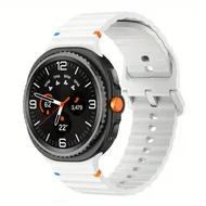 Classic Wave siliconen band - Wit - Samsung Galaxy Watch 8 Classic - 46mm van Watchbandjes-shop – productfoto