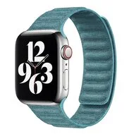 Denim nylon bandje - Lichtblauw - Geschikt voor Apple Watch 38mm / 40mm / 41mm / 42mm by Watchbandjes-shop – product photo
