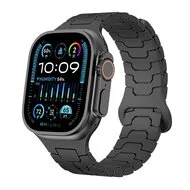 Dragon scale siliconen band - Zwart - Geschikt voor Apple Watch 44mm / 45mm / 46mm / 49mm by Watchbandjes-shop – product photo