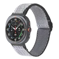 Elastische solo loop nylon bandje - Wit met zwart - Samsung Galaxy Watch 8 - 40mm / 44mm van Watchbandjes-shop – productfoto