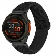 Elastische Solo Loop nylon bandje - Zwart - Garmin Instinct 3 / Instinct E - 45mm by Watchbandjes-shop – product photo