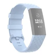 Fitbit Charge 3 & 4 siliconen diamant pattern bandje - Maat: Large - Lichtblauw de Watchbandjes-shop – photo produit