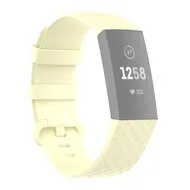 Fitbit Charge 3 & 4 siliconen diamant pattern bandje - Maat: Large - Lichtgeel van Watchbandjes-shop – productfoto