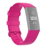 Fitbit Charge 3 & 4 siliconen diamant pattern bandje - Maat: Large - Roze van Watchbandjes-shop – productfoto