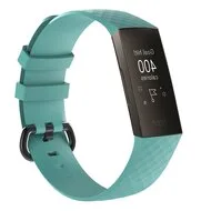 Fitbit Charge 3 & 4 siliconen diamant pattern bandje - Maat: Small - Tiffany blauw van Watchbandjes-shop – productfoto