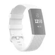 Fitbit Charge 3 & 4 siliconen diamant pattern bandje - Maat: Small - Wit van Watchbandjes-shop – productfoto