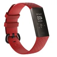 Fitbit Charge 3 & 4 siliconen diamant pattern bandje - Maat: Small - Rood van Watchbandjes-shop – productfoto