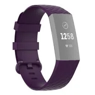 Fitbit Charge 3 & 4 siliconen diamant pattern bandje - Maat: Small - Donker paars van Watchbandjes-shop – productfoto