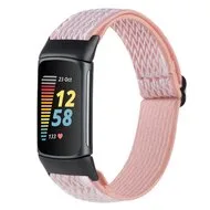 FitBit Charge 5 Elastische solo loop nylon bandje - Roze by Watchbandjes-shop – product photo