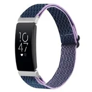 FitBit Inspire 2 & Ace 3 Elastische solo loop nylon bandje - Donkerblauw met paars by Watchbandjes-shop – product photo