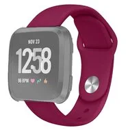 Fitbit Versa 1 / 2 & Lite siliconen bandje - Maat: Large - Wijnrood by Watchbandjes-shop – product photo