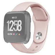 Fitbit Versa 1 / 2 & Lite siliconen bandje - Maat: Large - Zand roze van Watchbandjes-shop – productfoto