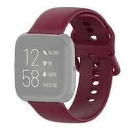 Fitbit Versa 1 / 2 & Lite siliconen sportbandje met gespsluiting - Wijnrood - Maat: Large by Watchbandjes-shop – product photo
