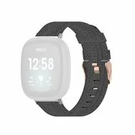 Fitbit Versa 3/4 & Sense 1/2 Canvas nylon bandje - Donkergrijs by Watchbandjes-shop – product photo