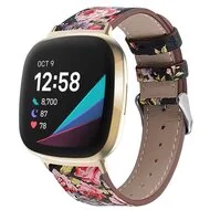 Fitbit Versa 3/4 & Sense 1/2 leren bandje - Bloemenprint by Watchbandjes-shop – product photo