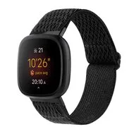 Fitbit Versa 3/4 & Sense 1/2 Nylon loop bandje - Zwart by Watchbandjes-shop – product photo