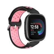 Fitbit Versa 3 & 4 / Sense 1 & 2 - Sport editie - Large - Zwart + roze by Watchbandjes-shop – product photo