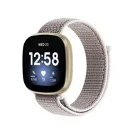 Fitbit Versa 3 & Sense 1 - Sport loop nylon bandje - Wit / grijs by Watchbandjes-shop – product photo