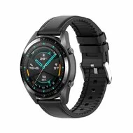 Garmin Approach S12 / S40 / S42 - Leer + siliconen bandje - Zwart by Watchbandjes-shop – product photo