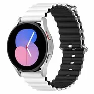 Garmin Forerunner 55 / 70 / 165 / 170 / 245 / 570 (42mm) / 645 - Ocean Style bandje - Wit / zwart van Watchbandjes-shop – productfoto